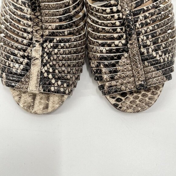 Schutz Leather Snakeskin Sandals Block Heel Sz 7 - Picture 6 of 8
